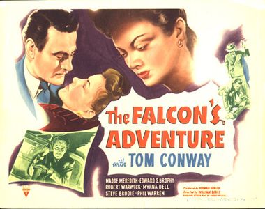 Tom Conway, Myrna Dell, and Madge Meredith in The Falcon's Adventure (1946)