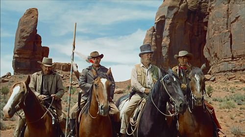 Ward Bond, Ken Curtis, John Qualen, and William Steele in The Searchers (1956)