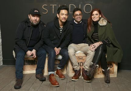 Debra Messing, Timur Bekmambetov, John Cho, and Aneesh Chaganty at an event for Searching (2018)
