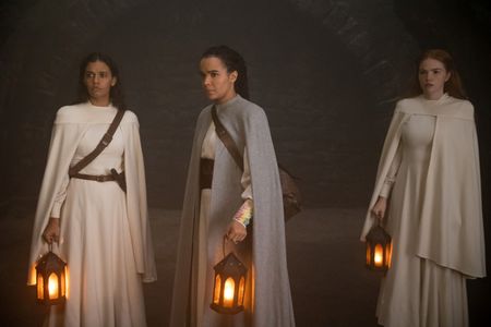 Zoë Robins, Madeleine Madden, and Ceara Coveney in The Wheel of Time (2021)