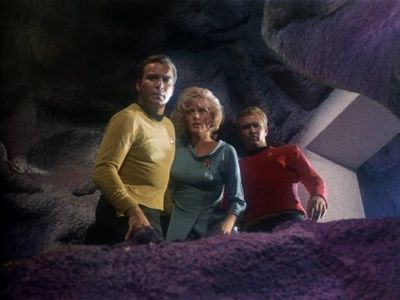 William Shatner, Majel Barrett, and Vince Deadrick Sr. in Star Trek (1966)