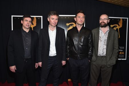 Jude Law, Kevin Macdonald, Charles Steel, and Dennis Kelly at an event for Black Sea (2014)