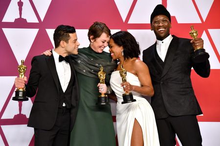 Regina King, Mahershala Ali, Olivia Colman, and Rami Malek at an event for The Oscars (2019)