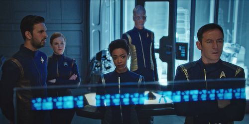 Jason Isaacs, Doug Jones, Sonequa Martin-Green, Shazad Latif, and Mary Wiseman in Star Trek: Discovery (2017)