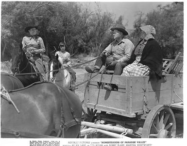 Robert Blake, Edythe Elliott, Jack Kirk, and Allan Lane in Homesteaders of Paradise Valley (1947)