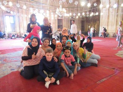 Schoolgirls Photo at Al Hussein Mosque, Cairo, Egypt; Beauty & Beast Tour