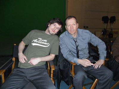 On set for Blue Bloods (the pilot) Stephen Arbuckle and Donnie Wahlberg.