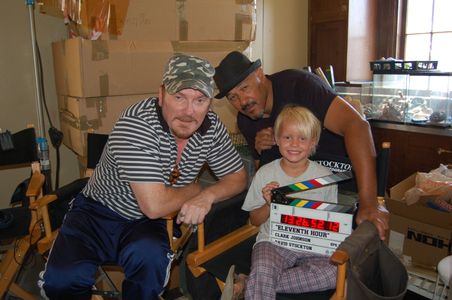 Tate on the set of Eleventh Hour with Executive Producer Mick Davis and Director Clark Johnson