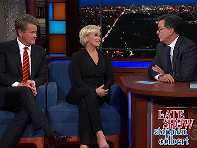 Stephen Colbert, Joe Scarborough, and Mika Brzezinski in The Late Show with Stephen Colbert (2015)