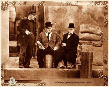 Oliver Hardy, Stan Laurel, and Walter Long in The Live Ghost (1934)