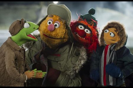 Walter, Kermit the Frog, and Fozzie Bear in Muppets Most Wanted (2014)