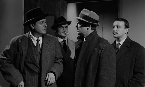 Jean-Paul Belmondo, Marcel Cuvelier, Jean Desailly, and Jacques Léonard in Le Doulos (1962)