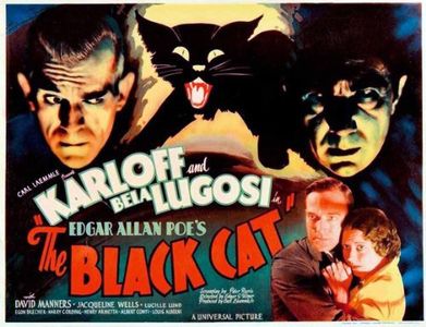 Boris Karloff, Bela Lugosi, Julie Bishop, and David Manners in The Black Cat (1934)