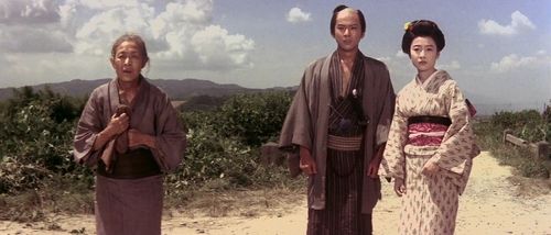 Sachiko Murase, Jun'ichirô Narita, and Miwa Takada in Zatoichi the Fugitive (1963)