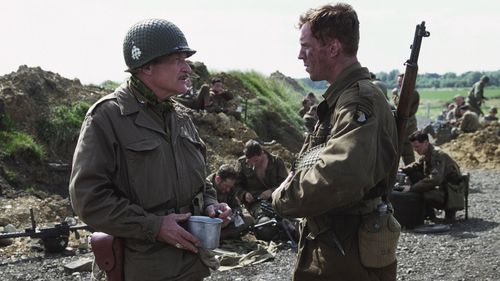 Ben Caplan, Dale Dye, Damian Lewis, and Shane Taylor in Band of Brothers (2001)