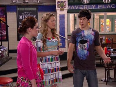 Jennifer Stone, David Henrie, and Bridgit Mendler in Wizards of Waverly Place (2007)