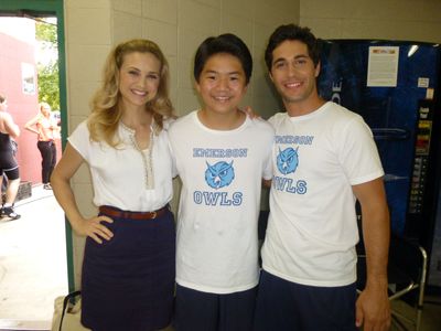 With Chris Smith and Fiona Gubelmann on the set of We Are Men.
