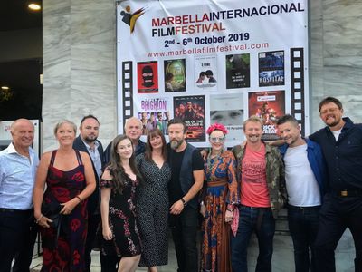 With the cast of 'Trick Or Treat' outside the venue for its World Premiere in Marbella.