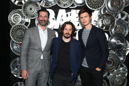 Jon Hamm, Edgar Wright, and Ansel Elgort at an event for Baby Driver (2017)