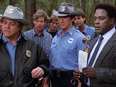 Joe Don Baker, Alan Autry, Byron Cherry, Michael Horton, Hugh O'Connor, and Howard E. Rollins Jr. in In the Heat of the 
