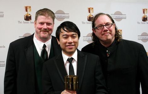 TV character animation winner Philip To with presenters John DiMaggio and Fred Tatasciore