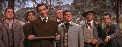 Earl Barton, Kelly Brown, John Daheim, and Dante DiPaolo in Seven Brides for Seven Brothers (1954)