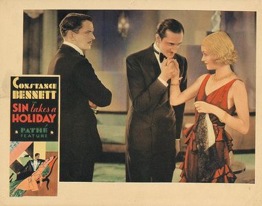 Constance Bennett, Basil Rathbone, and Kenneth MacKenna in Sin Takes a Holiday (1930)