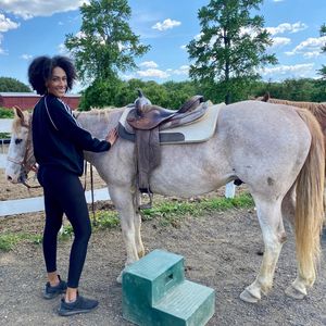 Marisol Correa horseback riding at Piscataway Horse Farm in Clinton, MD.