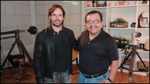 Director Fernando Lebrija (left), actor Silverio Palacios (right) promoting the movie SUNDOWN
