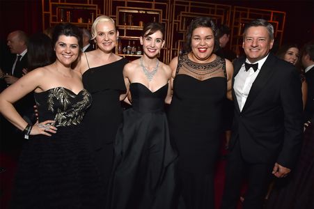Kimmy Gatewood, Rebekka Johnson, Alison Brie, Ted Sarandos, and Britney Young at an event for 75th Golden Globe Awards (
