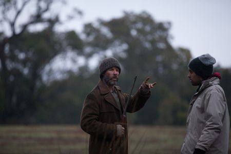 Luke Saliba and Guy Pearce on set of Lorne (2015)