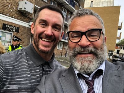 London Kills Season 3 (2021-2022) behind the scenes picture of Anthony and Gary Oliver