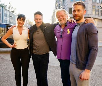 Estrella Nouri, Thomas Gibson, McKay Daines and Cody Walker on the set of Shadow Wolves