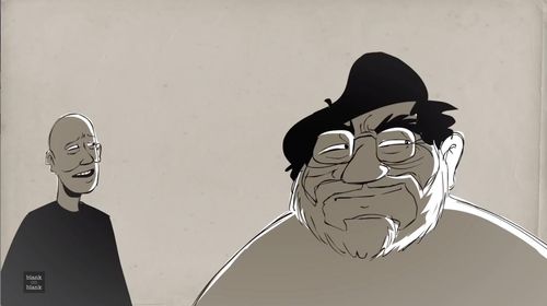 Producer Ray Greene and filmmaker Francis Ford Coppola in the animated PBS Digital Studios short film 