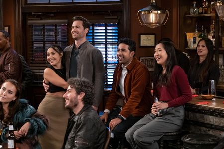 Francia Raisa, Suraj Sharma, Tien Tran, and Tom Ainsley in How I Met Your Father (2022)