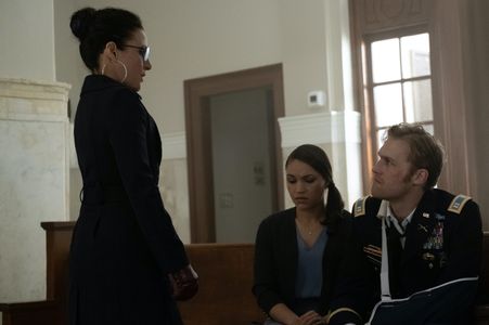 Julia Louis-Dreyfus, Wyatt Russell, and Gabrielle Byndloss in The Falcon and the Winter Soldier (2021)