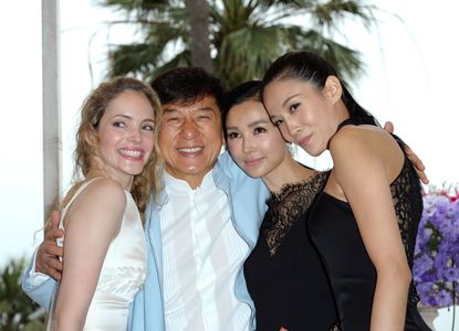 Jackie Chan, Laura Weissbecker, Xingtong Yao, and Zoe Zhang at an event for Chinese Zodiac (2012)