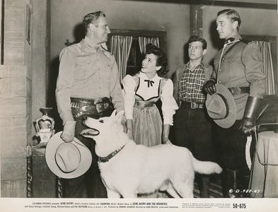 Gene Autry, Richard Emory, Jim Frasher, and Elena Verdugo in Gene Autry and the Mounties (1951)