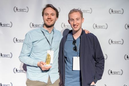 Receiving the award for Best produced script at the Los Angeles Short Film Festival 2019