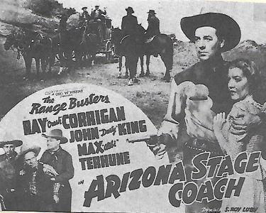 Steve Clark, Ray Corrigan, John 'Dusty' King, Nell O'Day, and Max Terhune in Arizona Stage Coach (1942)