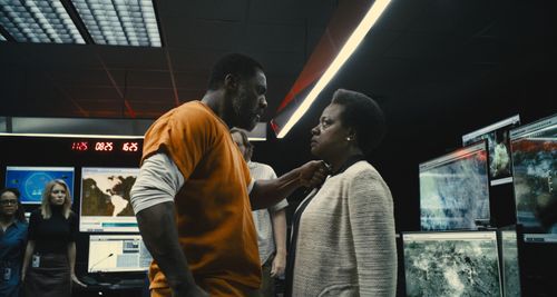 Steve Agee, Viola Davis, Idris Elba, Jennifer Holland, and Tinashe Kajese in The Suicide Squad (2021)