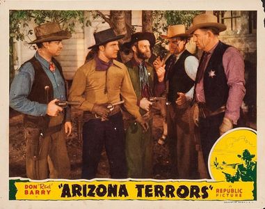 Don 'Red' Barry, Rex Lease, John Merton, Lee Shumway, and Al St. John in Arizona Terrors (1942)