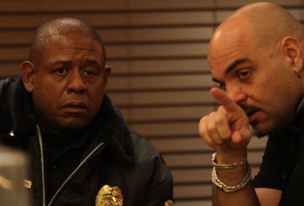 Forest Whitaker and director David A. Armstrong discuss the scene on the set of PAWN