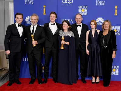 Sam Mendes, Pippa Harris, Callum McDougall, George MacKay, Dean-Charles Chapman, and Krysty Wilson-Cairns at an event fo