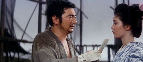 Shintarô Katsu and Eiko Takashiro in Zatoichi and the Doomed Man (1965)