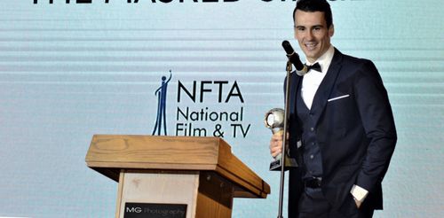 Still of Paul Black accepting the NFTA Award at the National Film & Television Awards(2019)