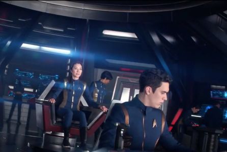 Michelle Yeoh, Sonequa Martin-Green, and Sam Vartholomeos in Star Trek: Discovery (2017)