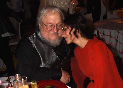 George R.R. Martin and Sibel Kekilli at an event for The 66th Primetime Emmy Awards (2014)