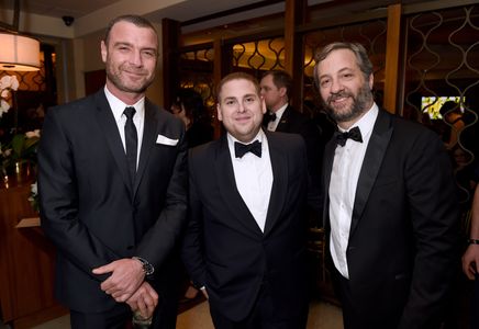 Liev Schreiber, Judd Apatow, and Jonah Hill at an event for 73rd Golden Globe Awards (2016)