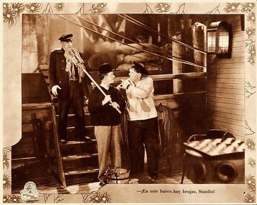 Oliver Hardy, Stan Laurel, and Walter Long in The Live Ghost (1934)